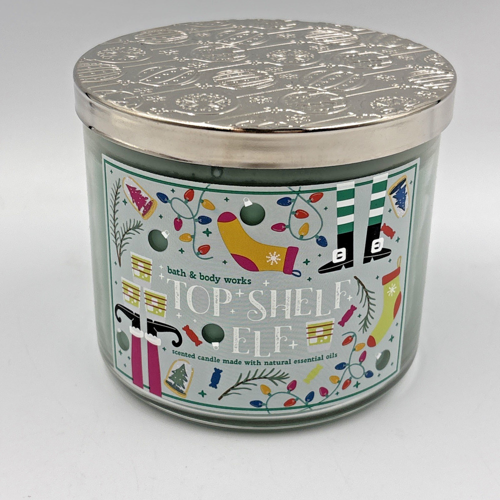 BATH & BODY WORKS 3 WICK CANDLE TOP SHELF ELF Christmas Holiday